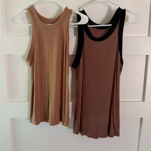 Layering Tank Tops - Tan and black and Cream  set of 2 Medium